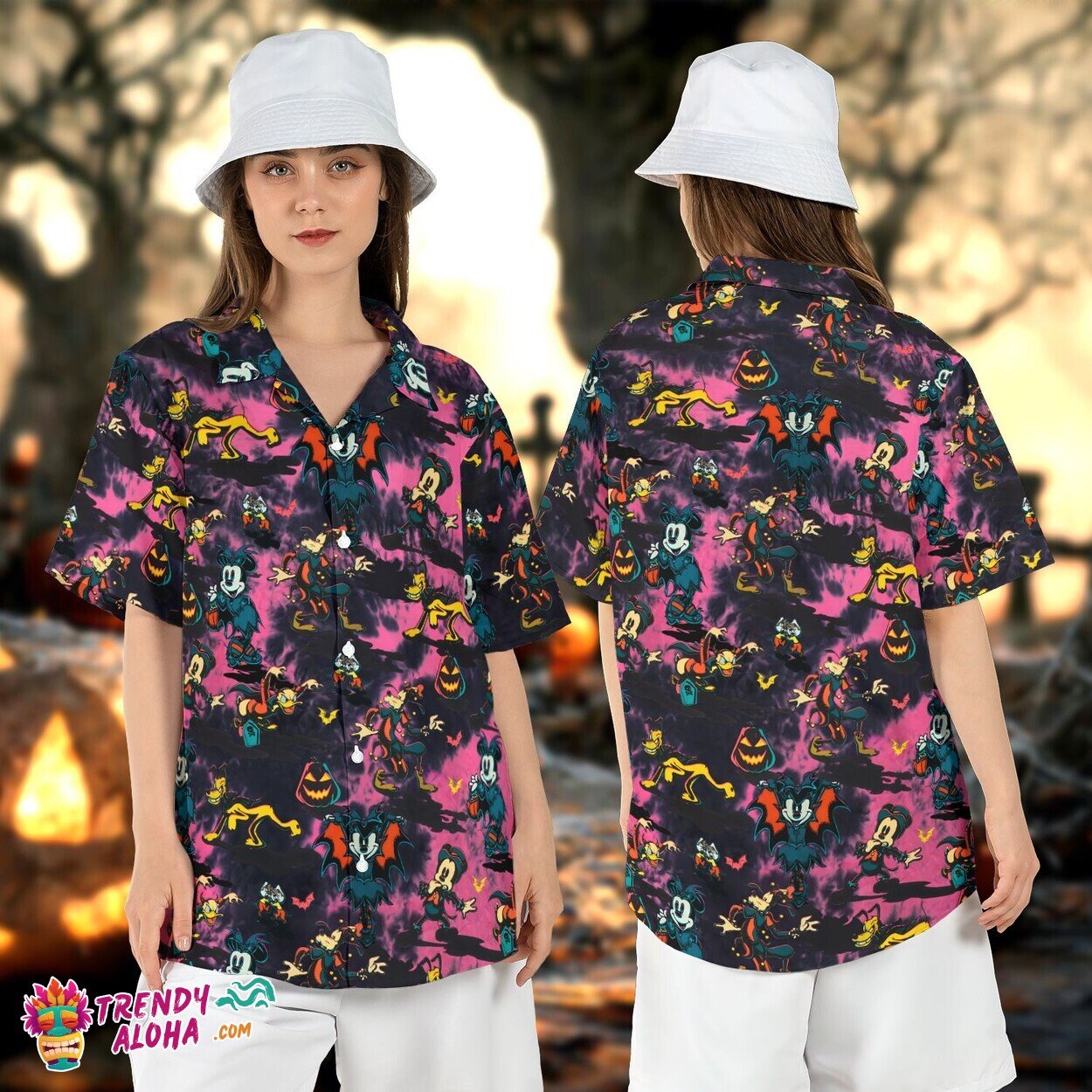 Mickey Friends Spooky Party Not So Scary Halloween Aloha Shirt