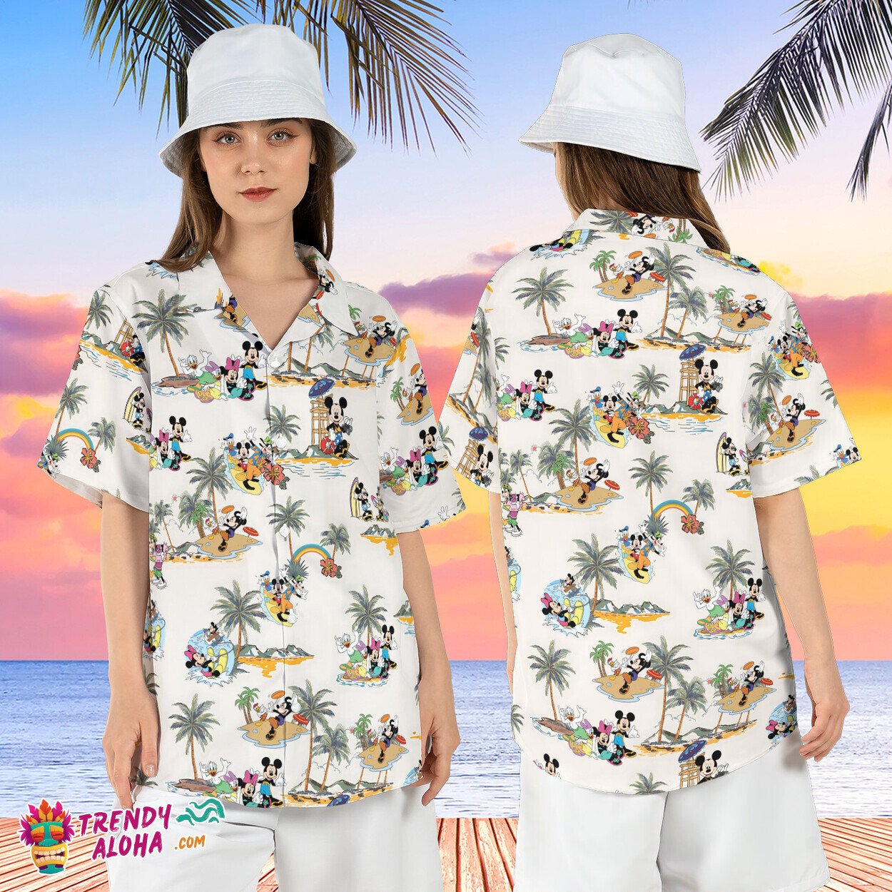 Mickey Friends Tropical Palm Tree Summer Vacation Aloha Shirt