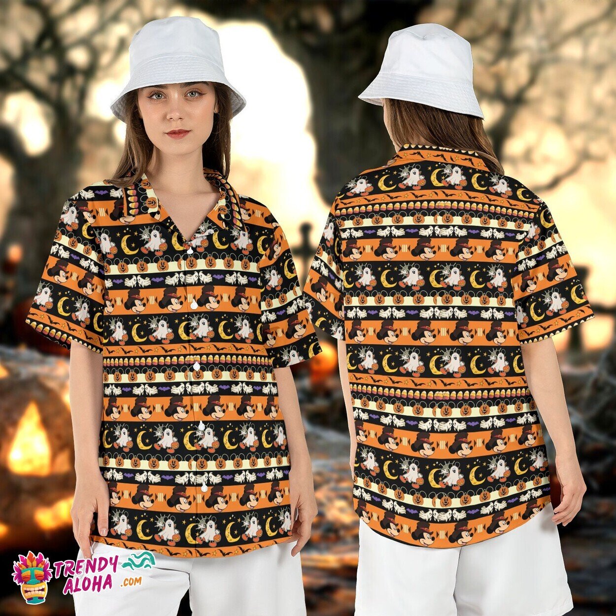 Mickey Halloween Ghost Spooky Season Pumpkin Disney Shirt