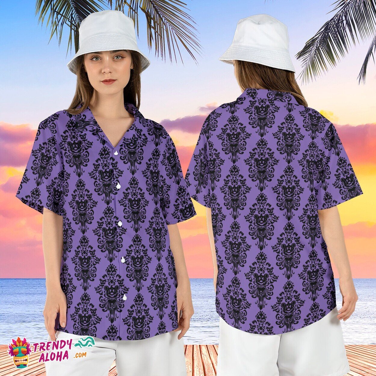 Mickey Haunted Mansion Spooky Beach Summer Disney Aloha Shirt