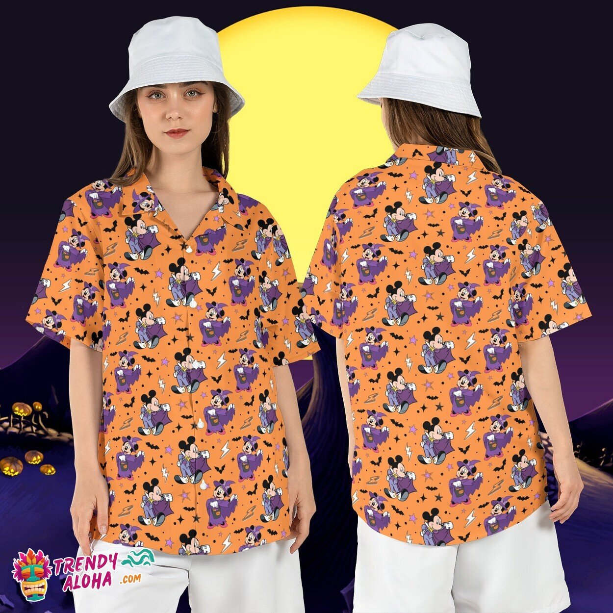 Mickey Minnie Spooky Disneyland Halloween Trick Treat Aloha Top