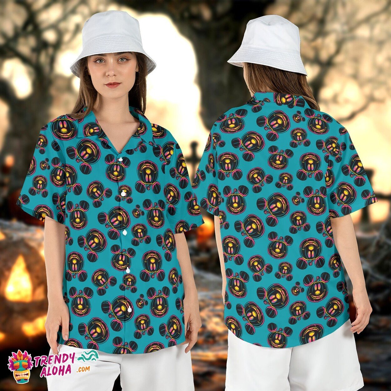 Mickey Mouse Halloween Pumpkins Jack o’ Lantern Spooky Aloha Top