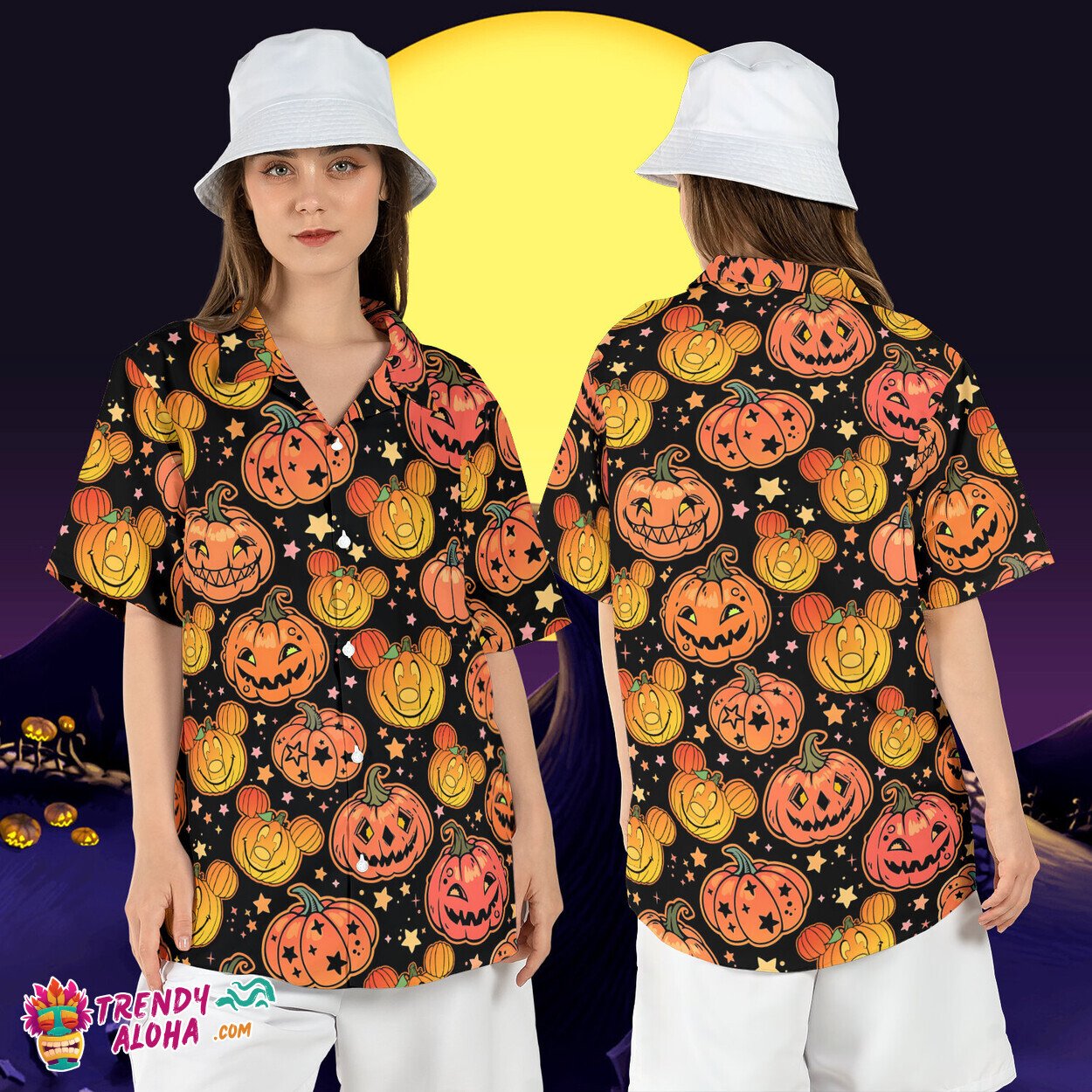 Mickey Mouse Pumpkin Halloween Disneyland Trick or Treat Aloha Top