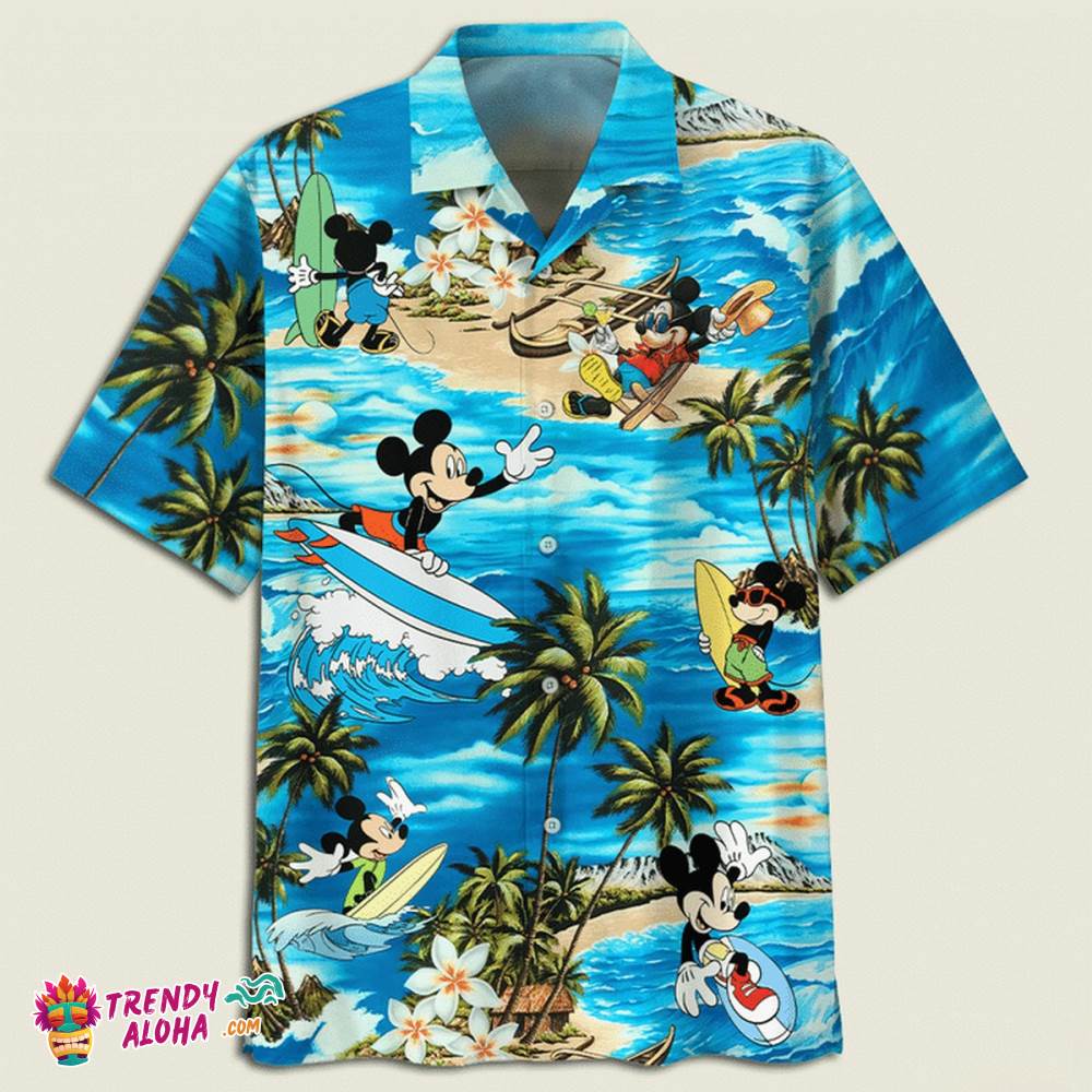 Mickey Mouse Summer Holiday Aloha Shirt – Perfect For Exploring Theme Parks Or Relaxing On The Beach