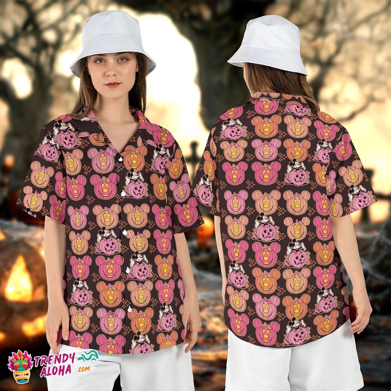 Mickey Pumpkin Halloween Disneyland Scary Season Beach Aloha Tee