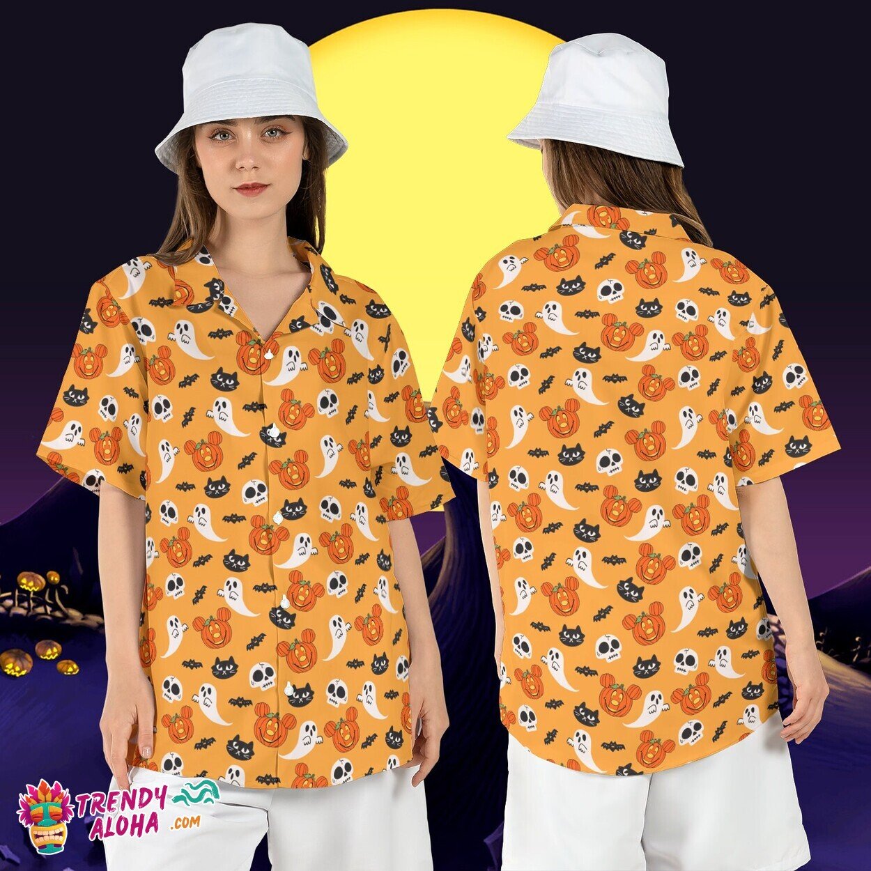 Mickey Pumpkin Halloween Ghost Spooky Disneyland Party Shirt