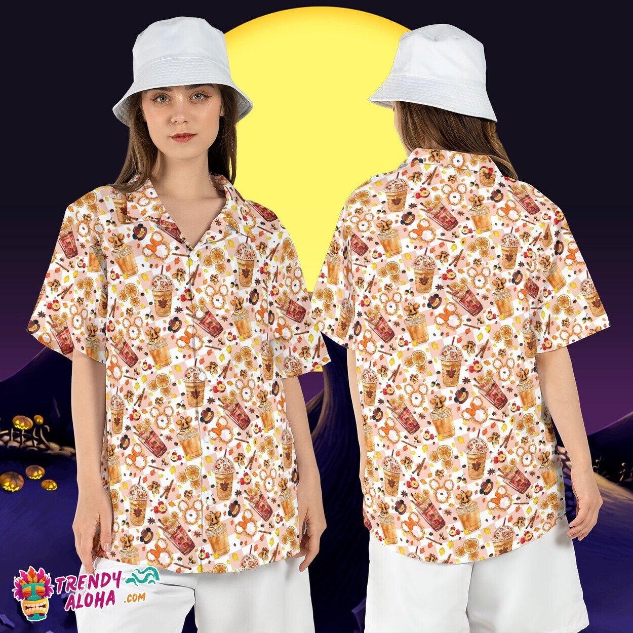 Mickey Thanksgiving Fall Season Pumpkin Spice Latte Aloha Top