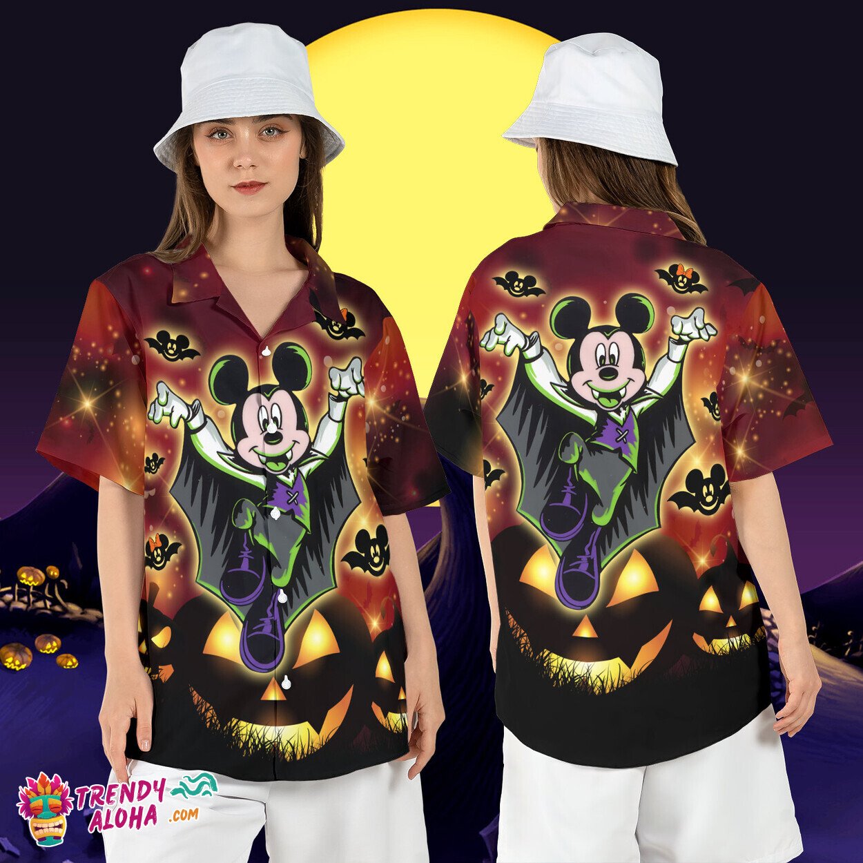 Mickey Vampire Spooky Season Halloween Disney Beach Aloha Shirt