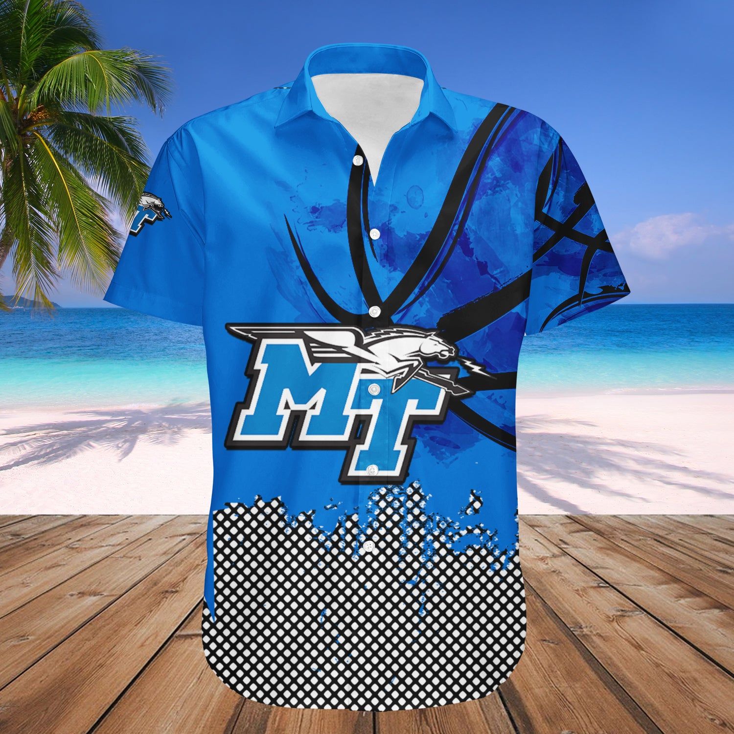 Middle Tennessee Blue Raiders Hawaii Shirt Basketball Net Grunge Pattern – NCAA