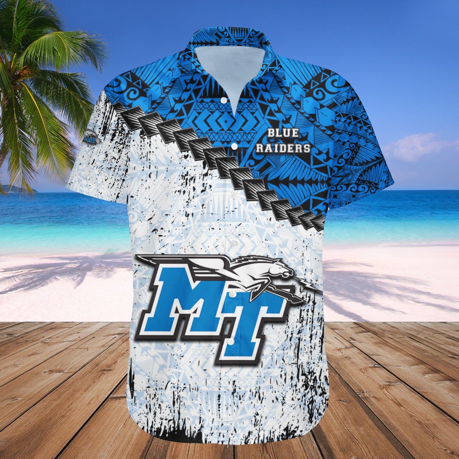 Middle Tennessee Blue Raiders Hawaii Shirt Grunge Polynesian Tattoo – NCAA