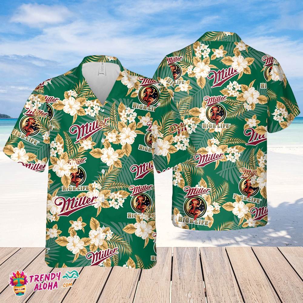 Miller High Life Hawaiian Flowers Pattern Shirt, Hawaii Beer Loves Shirt, Summer Hawaii Shirt Beer, Flowers Shirt