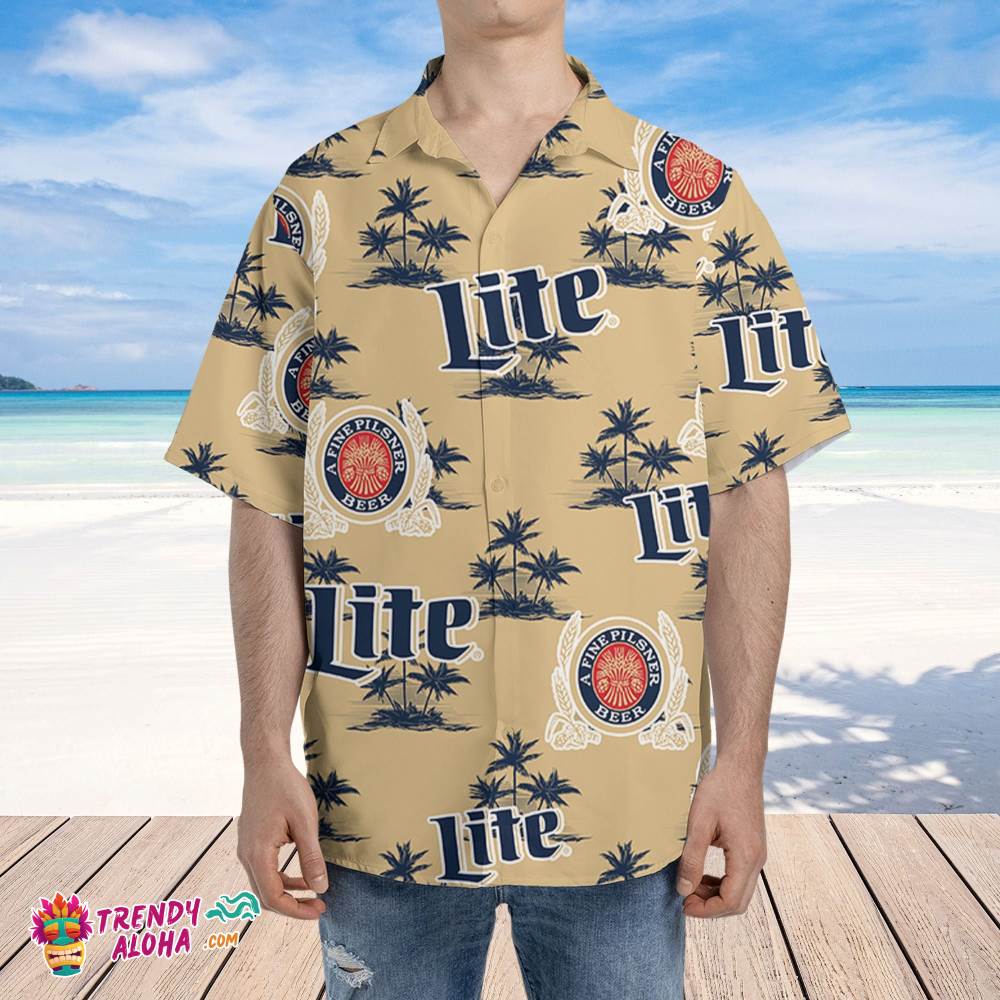 Miller Lite Hawaiian Coconut Island Pattern Hawaiian Beer Lover Shirt