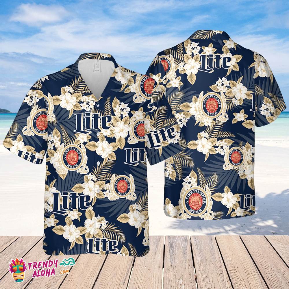 Miller Lite Hawaiian Flowers Pattern Shirt, Hawaii Beer Shirt, Miller Lite Hawaiian Summer Shirt, Miller Lite Aloha Shirt