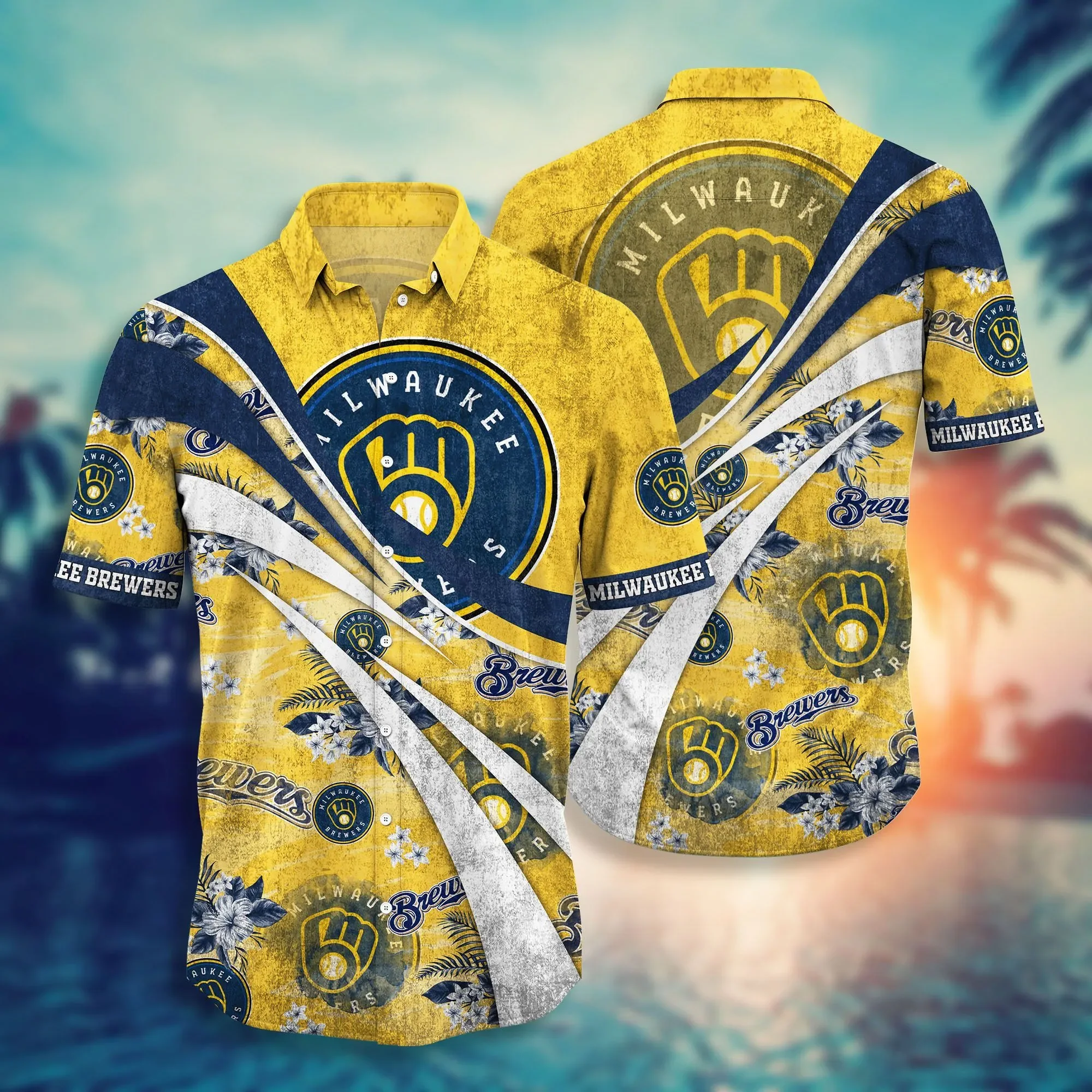 Milwaukee Brewers Hawaiian Shirt Milwaukee Brewers Symbol Old Vintage Hawaii Shirt Milwaukee Brewers Aloha Shirt