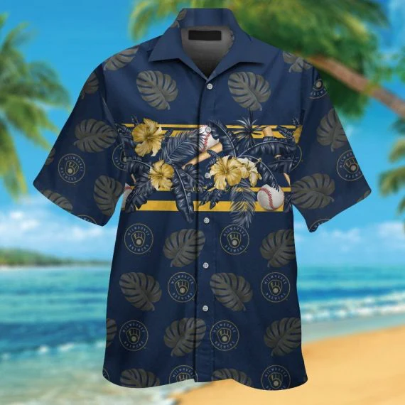 Milwaukee Brewers Hawaiian Shirt Milwaukee Brewers Tropical Dark Blue Hawaii Shirt Milwaukee Brewers Aloha Shirt