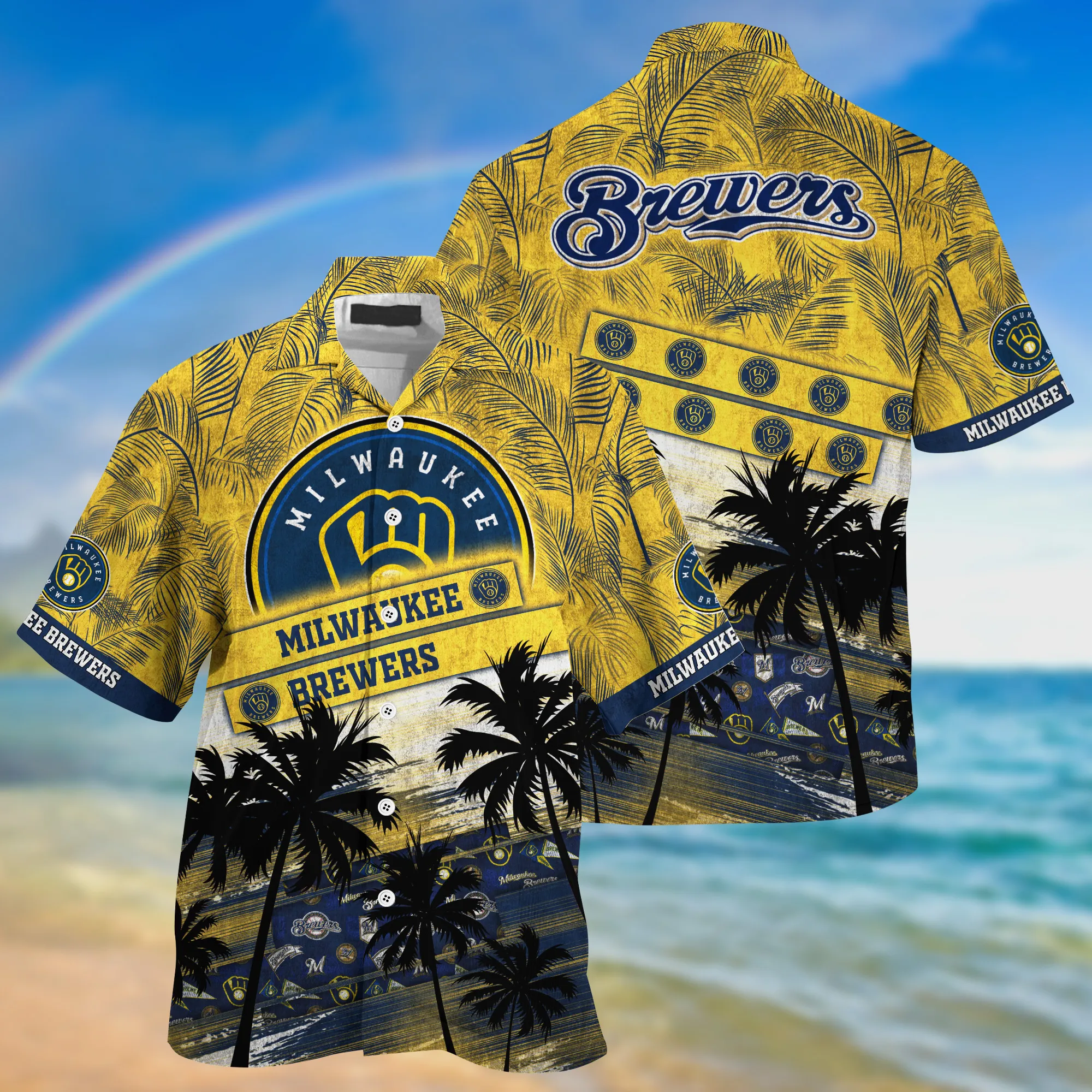 Milwaukee Brewers MLB Palm Tree Pattern Hawaii Shirt For Sports Fans Unisex Sport Hawaii Shirt