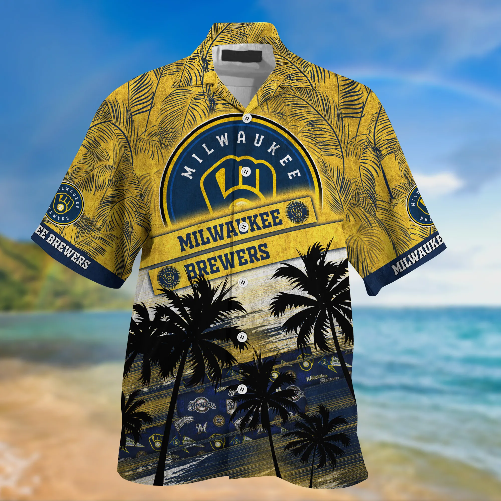 Milwaukee Brewers MLB Palm Tree Pattern Hawaii Shirt For Sports Fans Unisex Sport Hawaii Shirt