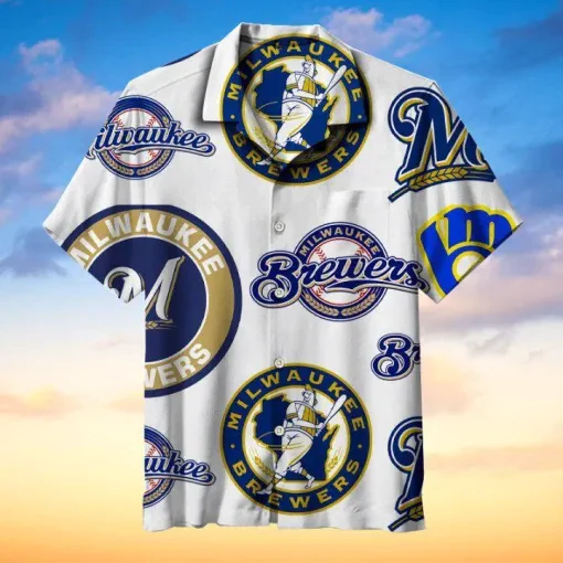 Milwaukee Brewers Trendy Hawaiian Shirt Milwaukee Brewers Symbol White Hawaii Shirt Milwaukee Brewers Aloha Shirt 2022