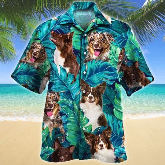 Miniature American Shepherd Dog Lovers Hawaiian Style For Summertime All Printed 3D Hawaiian Shirt