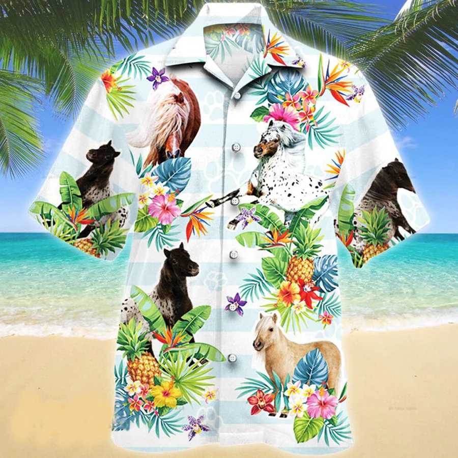 Miniature Horse 3D Trendy Hawaiian Shirt, Gift For Horse Lovers, Miniature Horse Tropical Flower Horse Lovers Hawaii Shirt Miniature Horse 3D Trendy Hawaiian Shirt, Gift For Horse Lovers, Miniature Horse Tropical Flower Horse Lovers Hawaii Shirt