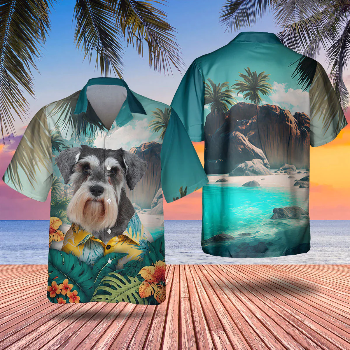 Miniature Schnauzer 3D Tropical Trendy Hawaiian Shirt, Dog Trendy Hawaiian Shirt, Summer Gift For Men And Women Miniature Schnauzer 3D Tropical Trendy Hawaiian Shirt, Dog Trendy Hawaiian Shirt, Summer Gift For Men And Women