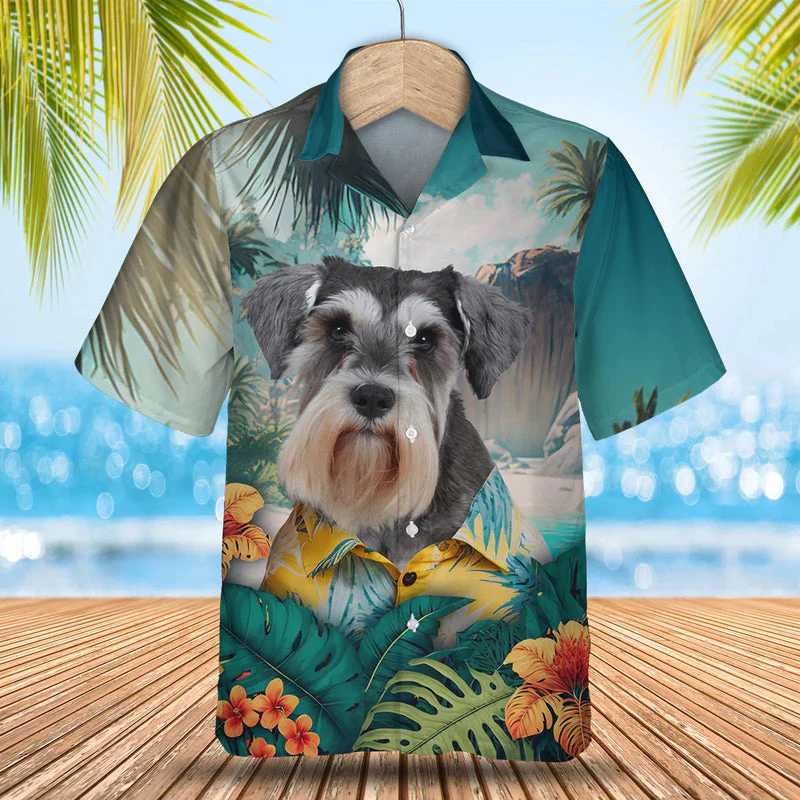 Miniature Schnauzer 3D Tropical Trendy Hawaiian Shirt, Dog Trendy Hawaiian Shirt, Summer Gift For Men And Women