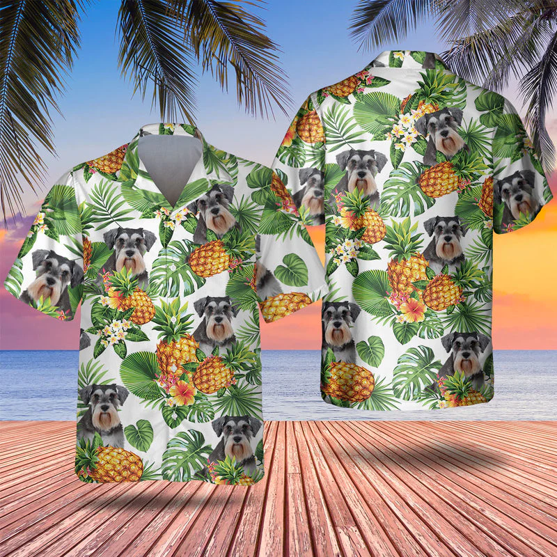 Miniature Schnauzer Tropical Pattern Trendy Hawaiian Shirt, Dog Lover Trendy Hawaiian Shirt, Summer Gift For Men And Women