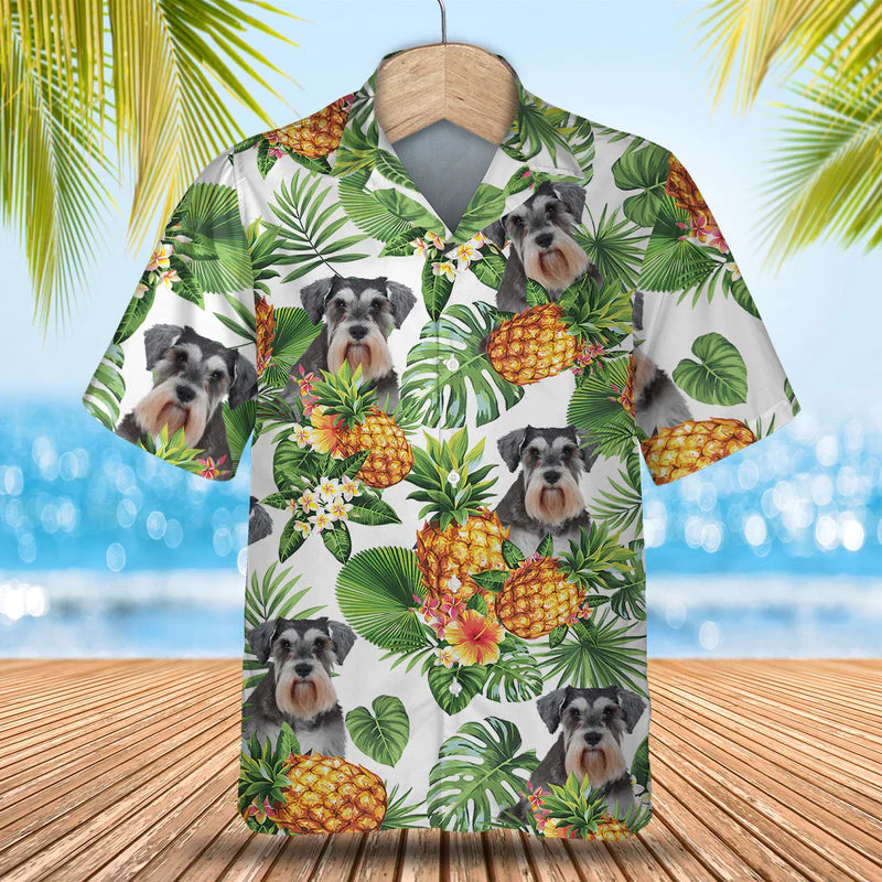 Miniature Schnauzer Tropical Pattern Trendy Hawaiian Shirt, Dog Lover Trendy Hawaiian Shirt, Summer Gift For Men And Women Miniature Schnauzer Tropical Pattern Trendy Hawaiian Shirt, Dog Lover Trendy Hawaiian Shirt, Summer Gift For Men And Women