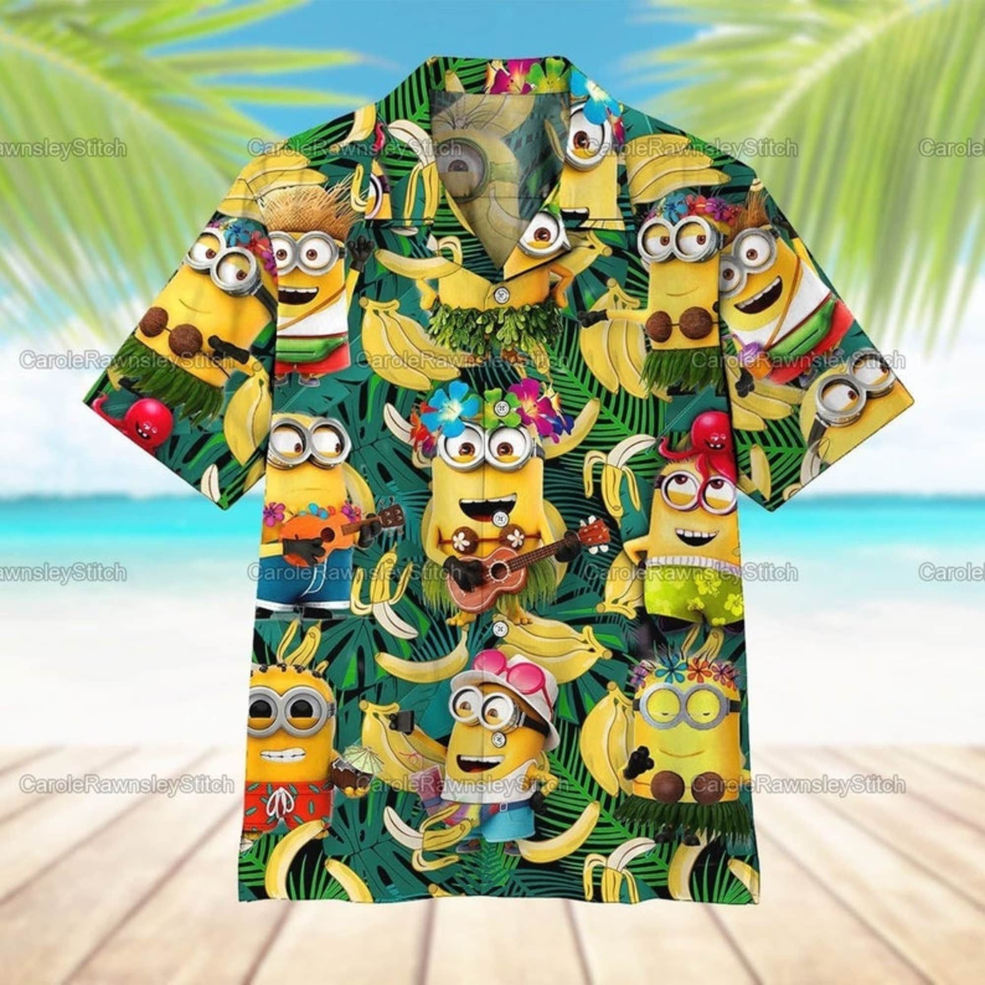 Minions and Their Banana Antics on Hawaiian Shirt