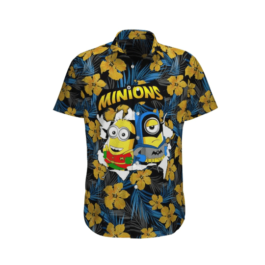 Minions Hawaiian Shirt Batman Robin Minions Flower Tropical Blue Hawaii Shirt Minions Aloha Shirt