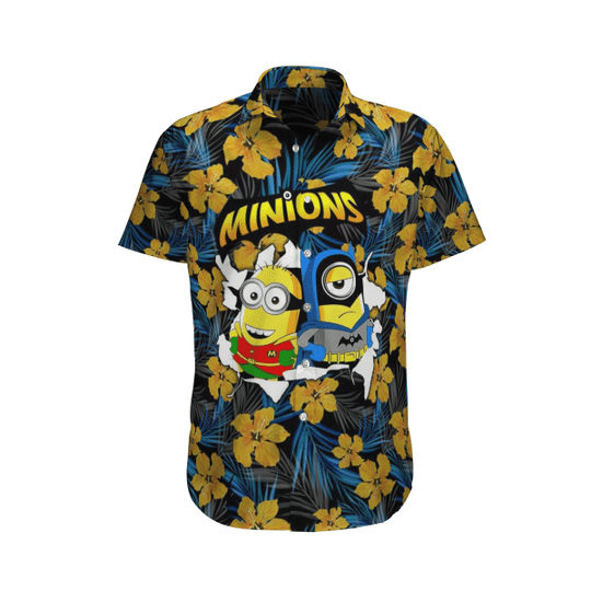 Minions Hawaiian Shirt Batman Robin Minions Flower Tropical Blue Hawaii Shirt Minions Aloha Shirt