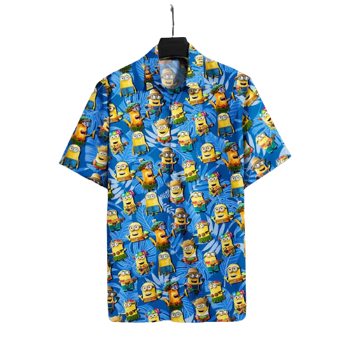 Minions Hawaiian Shirt Hula Dancer Minions Tropical Blue Hawaii Shirt Amazing Minions Aloha Shirt
