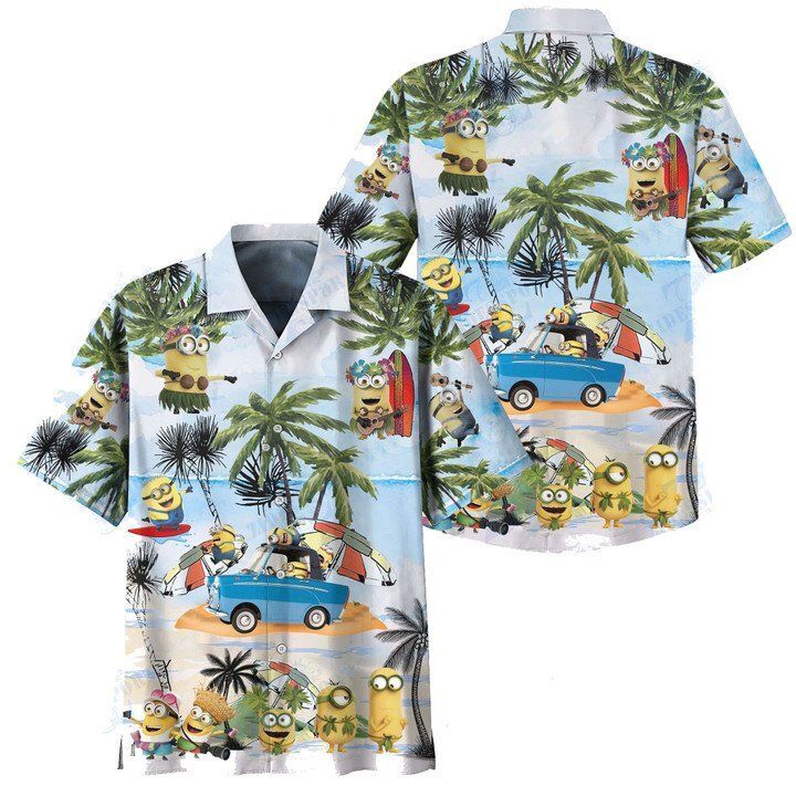 Minions Hawaiian Shirt Summer Tropical Vacation Minions On Car Hawaii Shirt Cute Minions Aloha Shirt