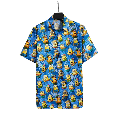 Minions Trendy Hawaiian Shirt Hula Dancer Minions Tropical Blue Hawaii Shirt Amazing Minions Aloha Shirt 2022