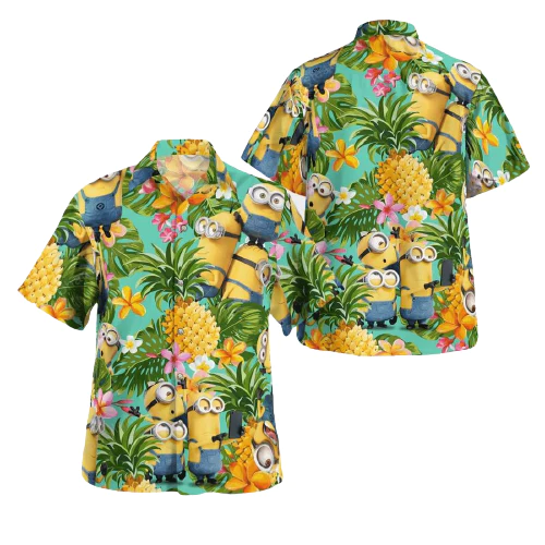 Minions Trendy Hawaiian Shirt Minions Tropical Pineapples Cute Hawaii Shirt Funny Minions Aloha Shirt 2022