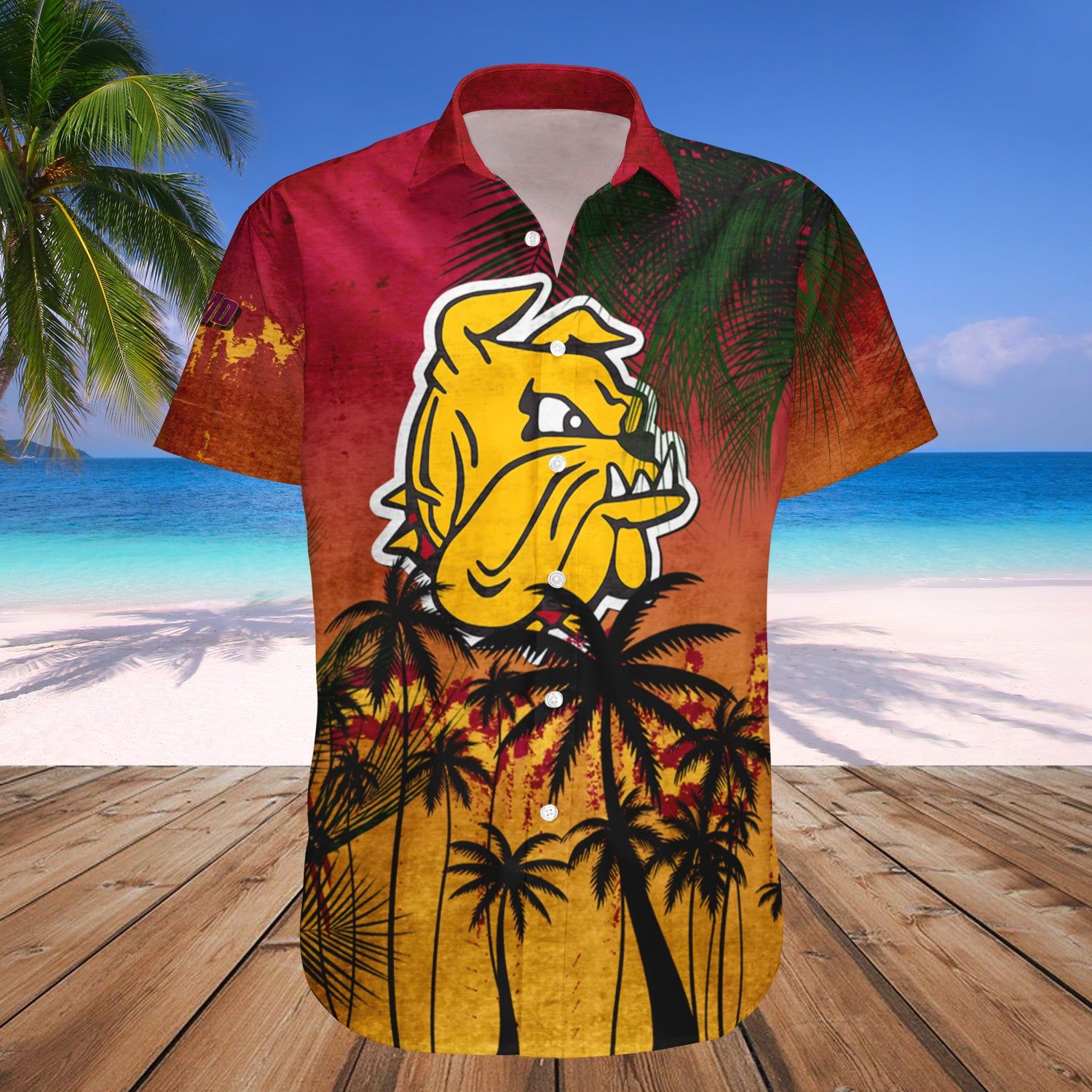 Minnesota-Duluth Bulldogs Hawaii Shirt Coconut Tree Tropical Grunge – NCAA