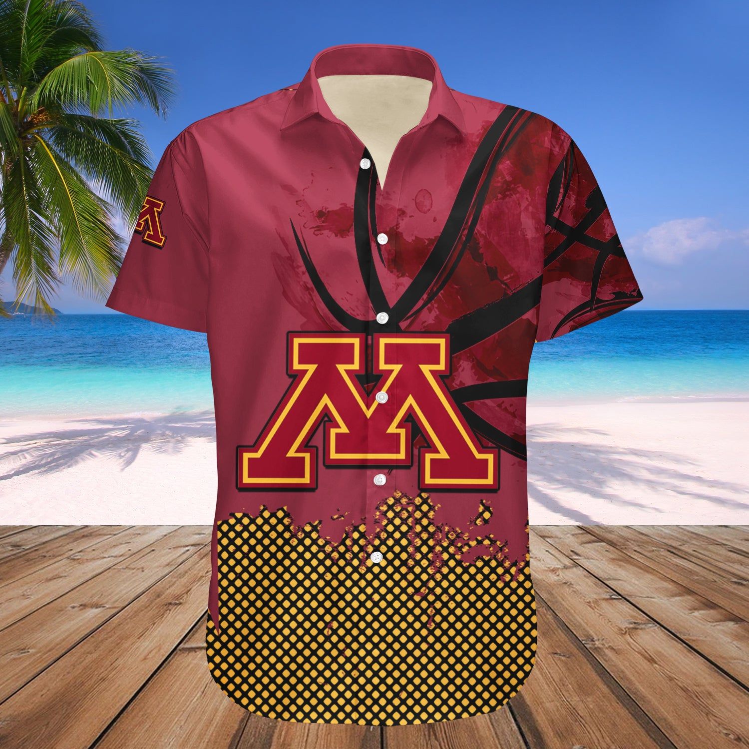 Minnesota Golden Gophers Hawaii Shirt Basketball Net Grunge Pattern – NCAA
