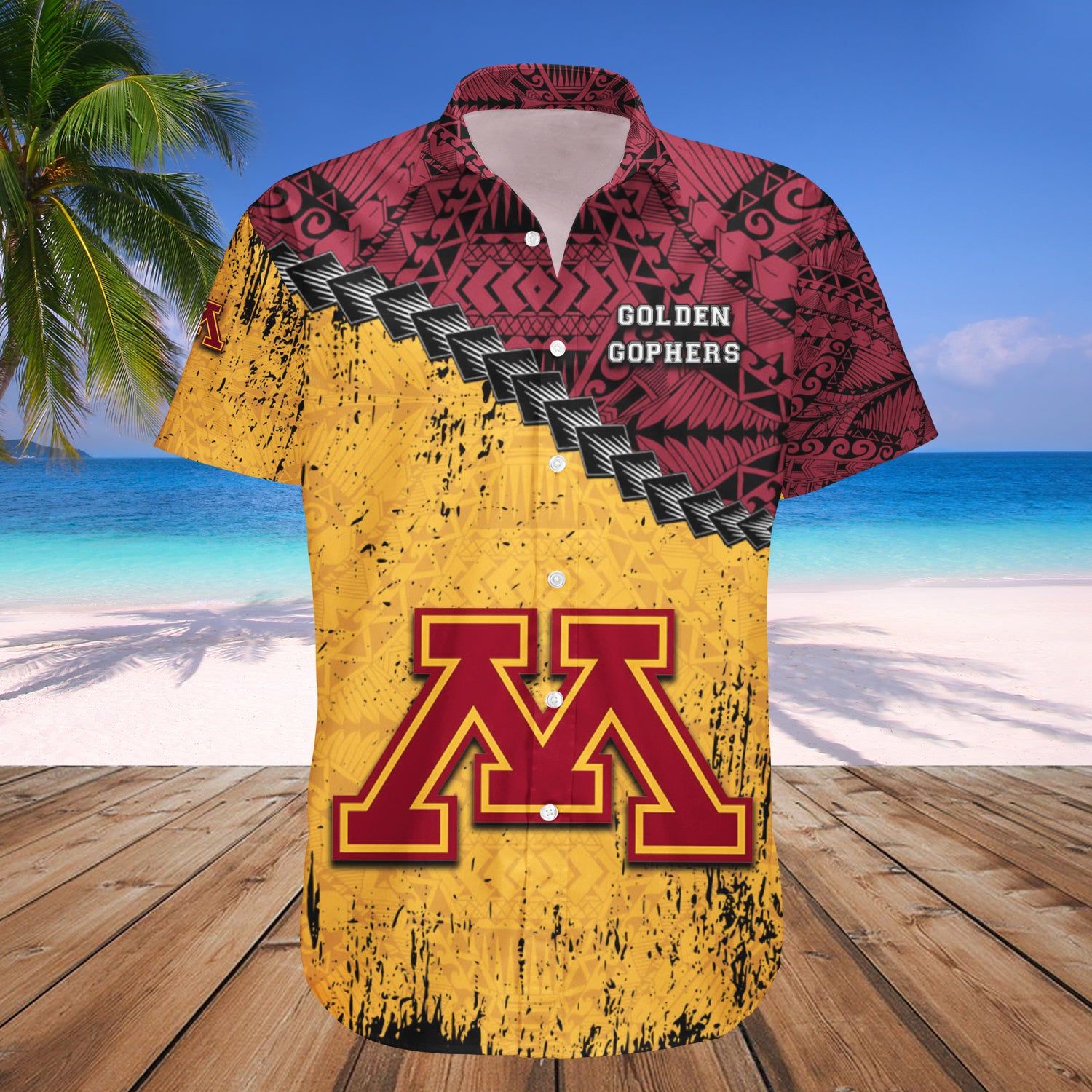 Minnesota Golden Gophers Hawaii Shirt Grunge Polynesian Tattoo – NCAA