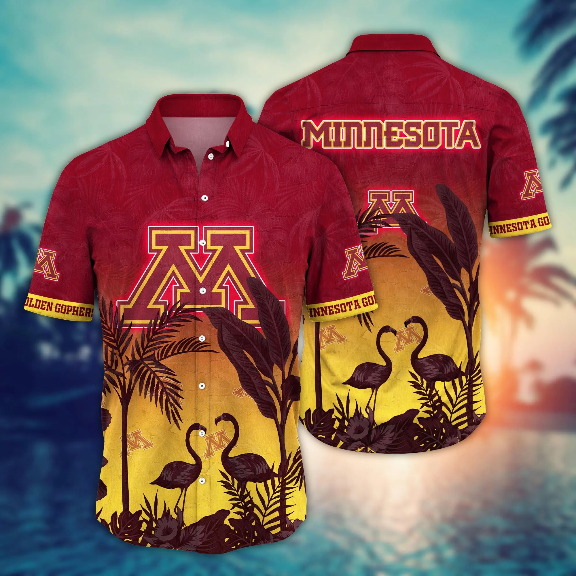 Minnesota Golden Gophers NCAA Hawaiian Shirt Beach Daystime Aloha Shirt Minnesota Golden Gophers NCAA Hawaiian Shirt Beach Daystime Aloha Shirt