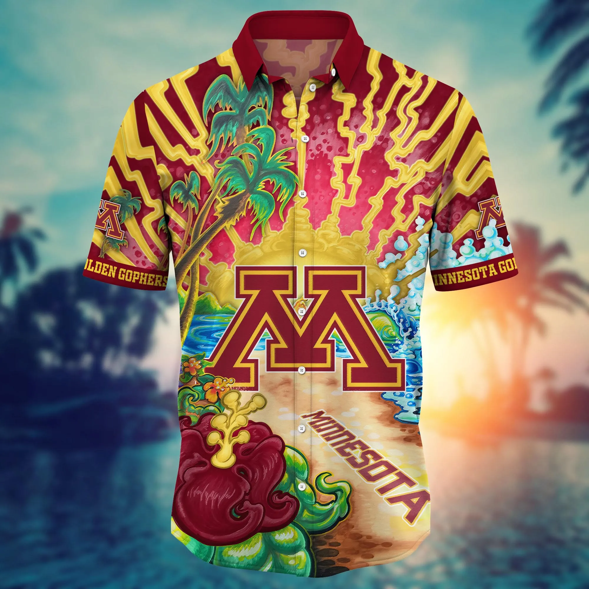Minnesota Golden Gophers NCAA Hawaiian Shirt Golden Hourtime Aloha Shirt