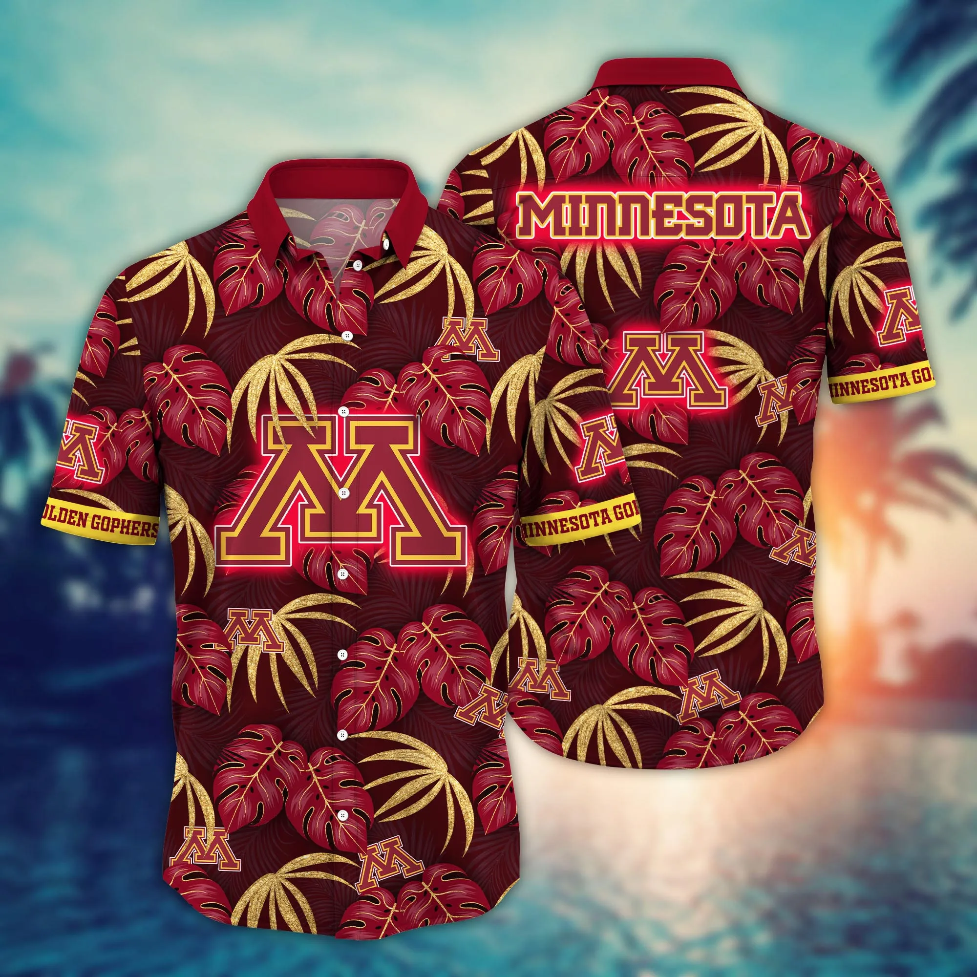 Minnesota Golden Gophers NCAA Hawaiian Shirt Sunrise Aloha Shirt Minnesota Golden Gophers NCAA Hawaiian Shirt Sunrise Aloha Shirt