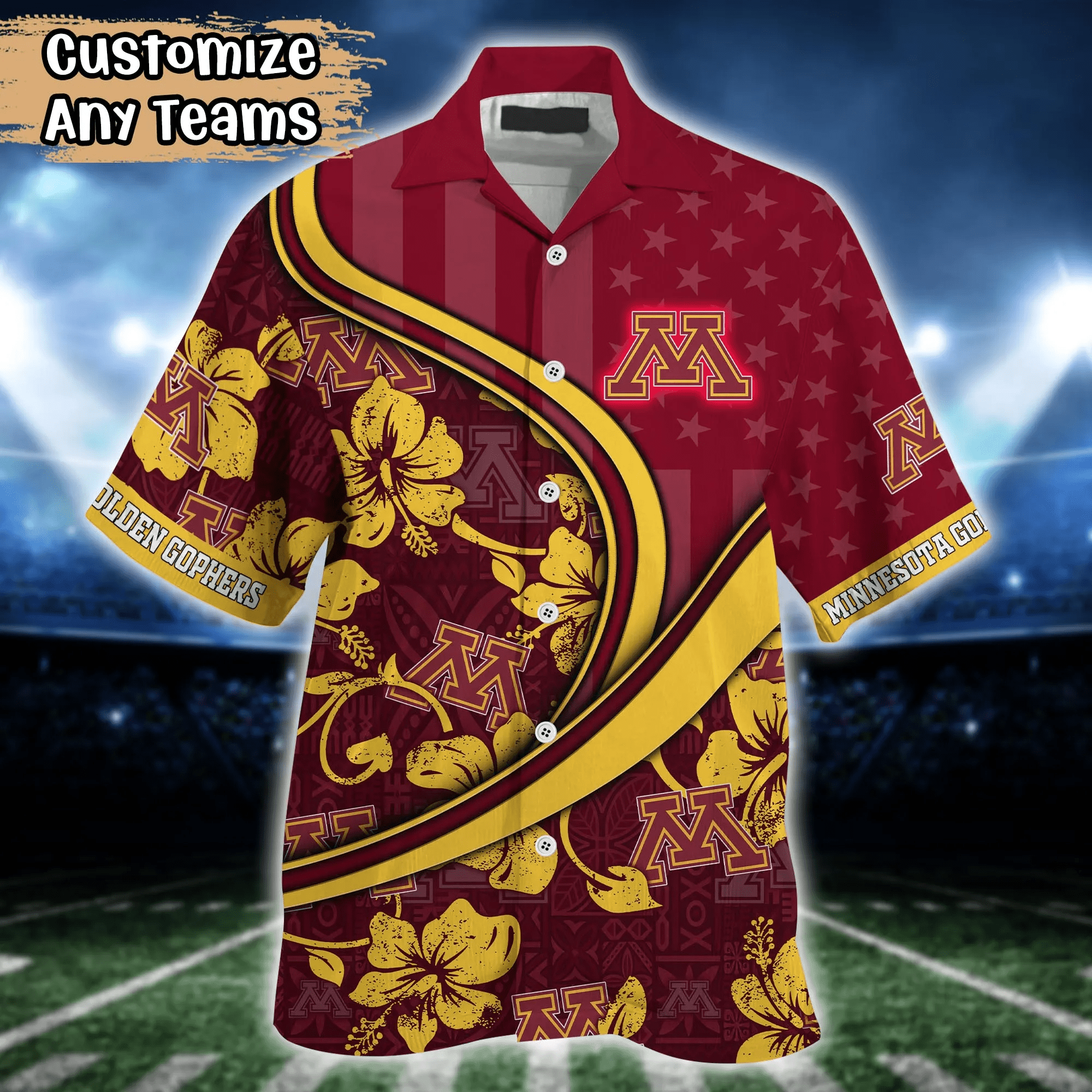 Minnesota Golden Gophers NCAA Us Flag Hawaiian Shirt Custom Summer Aloha Shirt