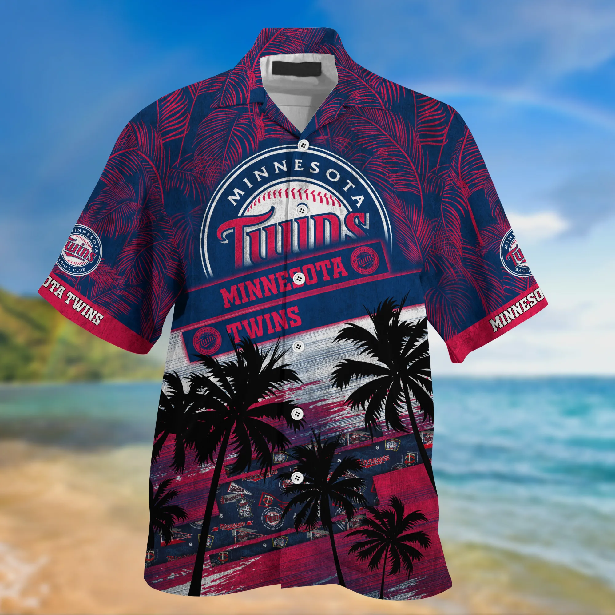 Minnesota Twins MLB Palm Tree Pattern Hawaii Shirt For Sports Fans Unisex Sport Hawaii Shirt