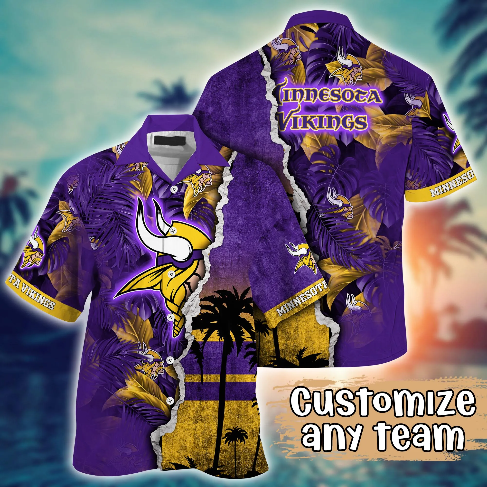 Minnesota Vikings NFL Hawaiian Shirt Custom Road Trips Aloha Shirt Minnesota Vikings NFL Hawaiian Shirt Custom Road Trips Aloha Shirt