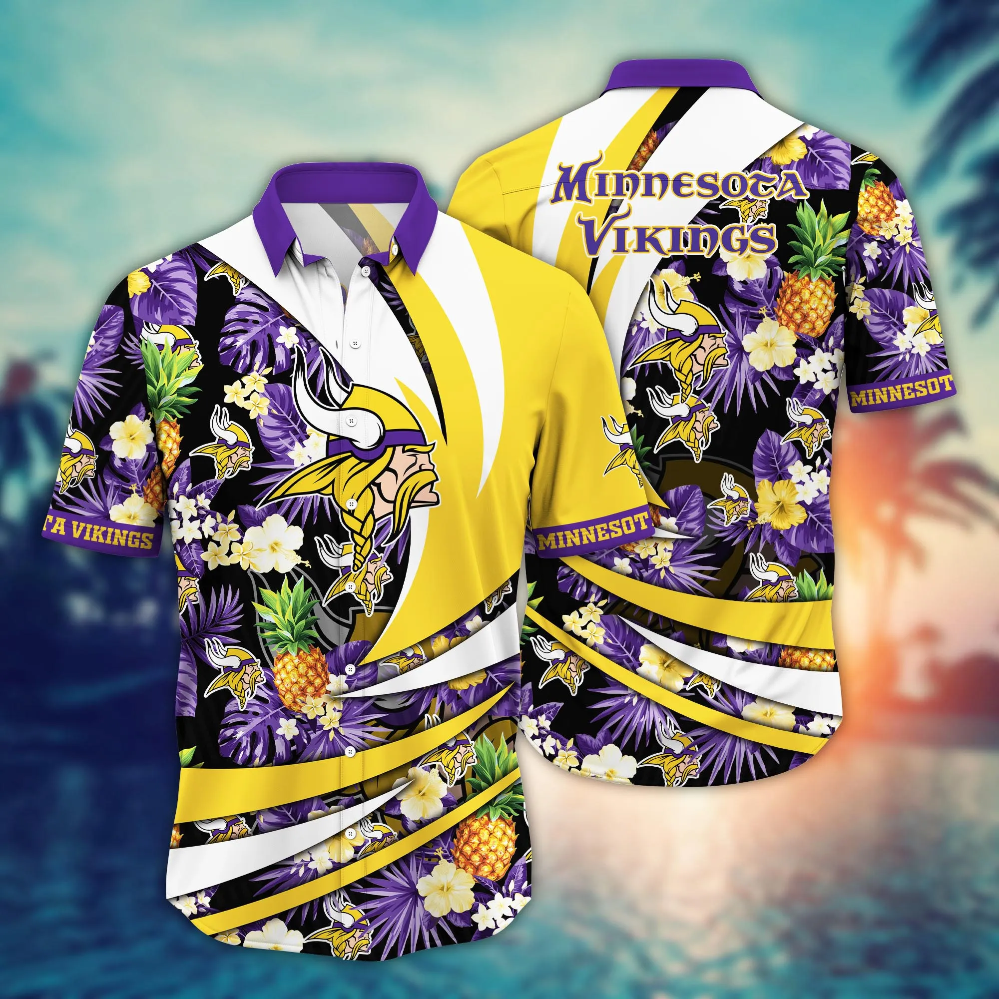 Minnesota Vikings NFL Hawaiian Shirt Sunlit Aloha Shirt Minnesota Vikings NFL Hawaiian Shirt Sunlit Aloha Shirt