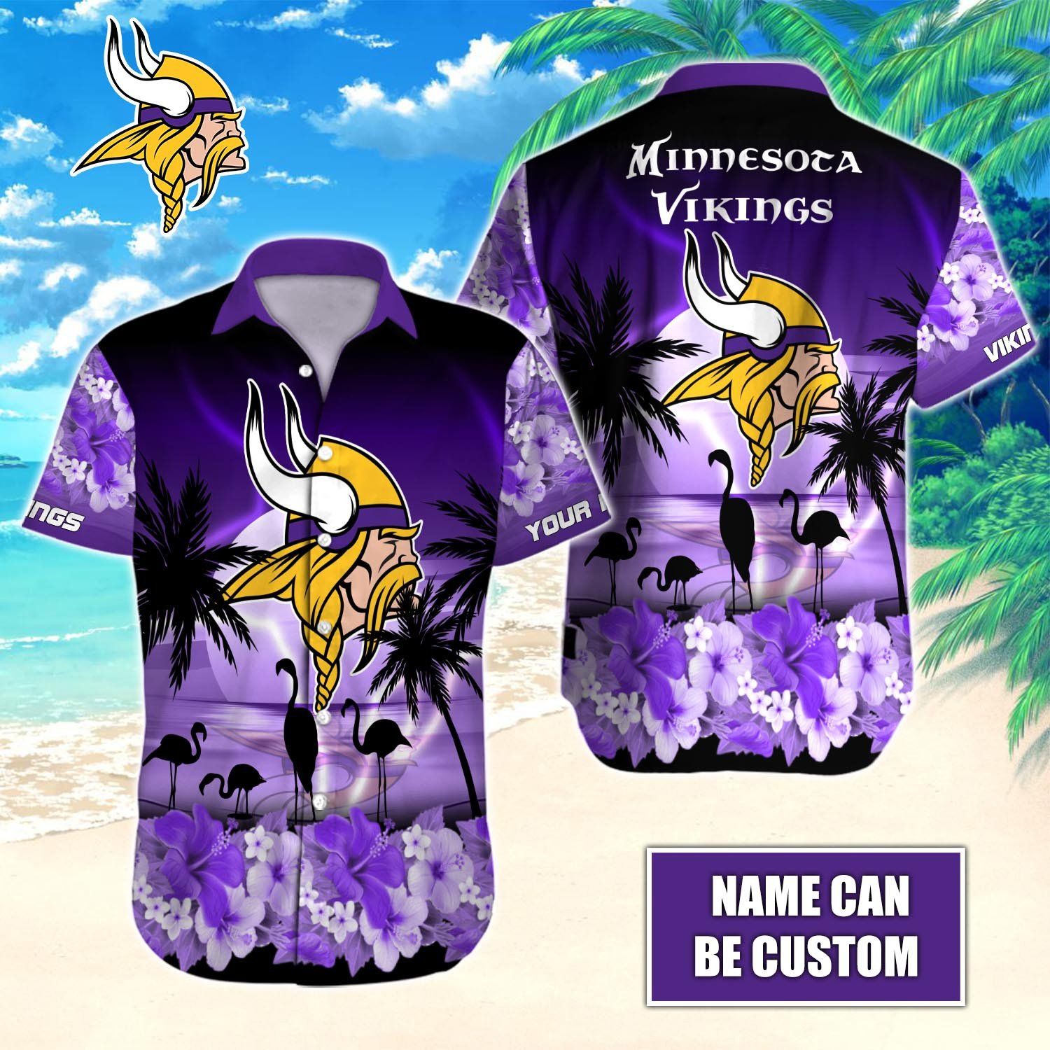 Minnesota Vikings Triumph Etched in Custom Hawaiian Tee