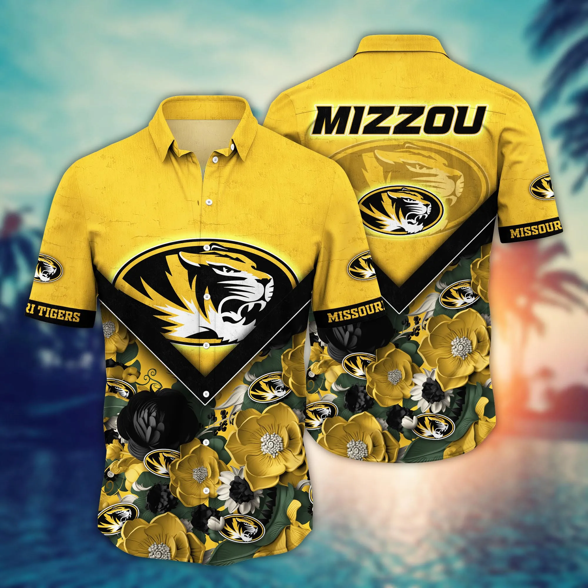 Missouri Tigers NCAA Hawaiian Shirt Custom Sun Rays Aloha Shirt Missouri Tigers NCAA Hawaiian Shirt Custom Sun Rays Aloha Shirt