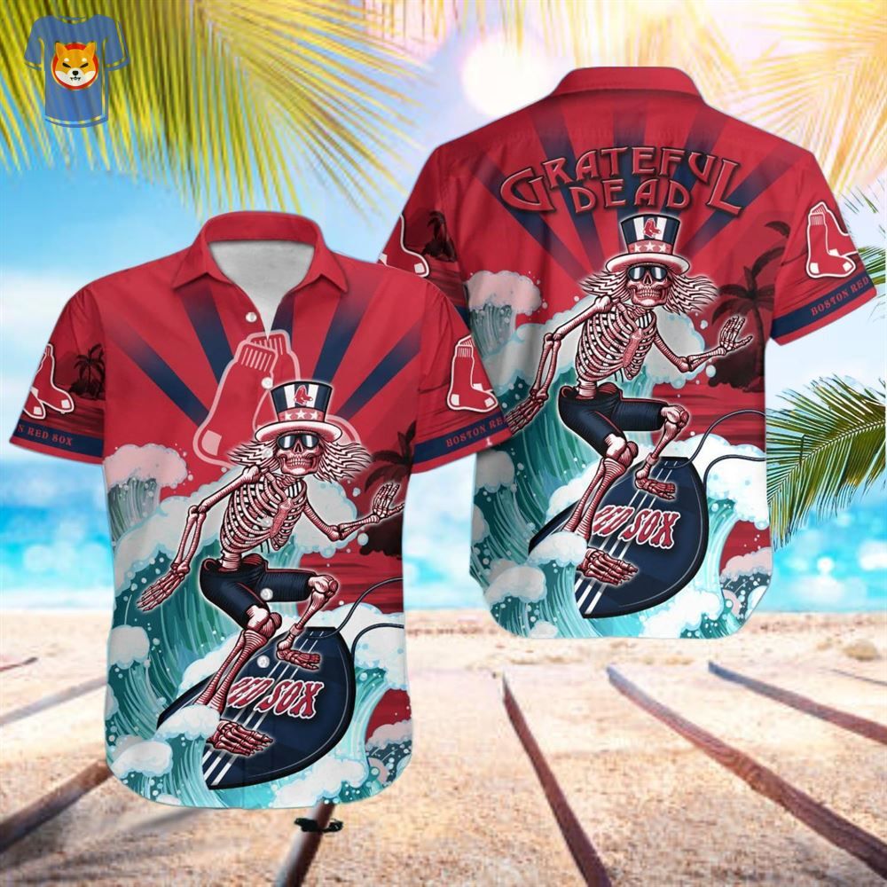 MLB Boston Red Sox Grateful Dead Hawaiian Shirt MLB Boston Red Sox Grateful Dead Hawaiian Shirt