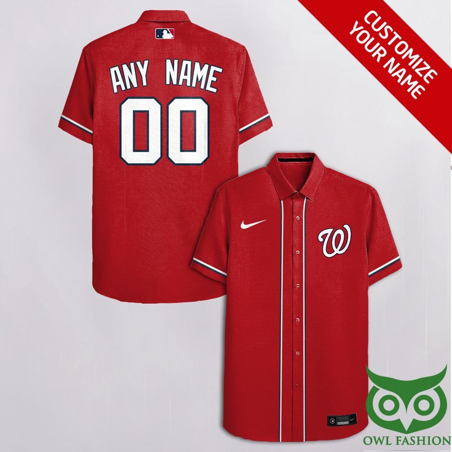 Mlb Washington Nationals Custom Name Number Red Trendy Hawaiian Shirt Aloha Shirt