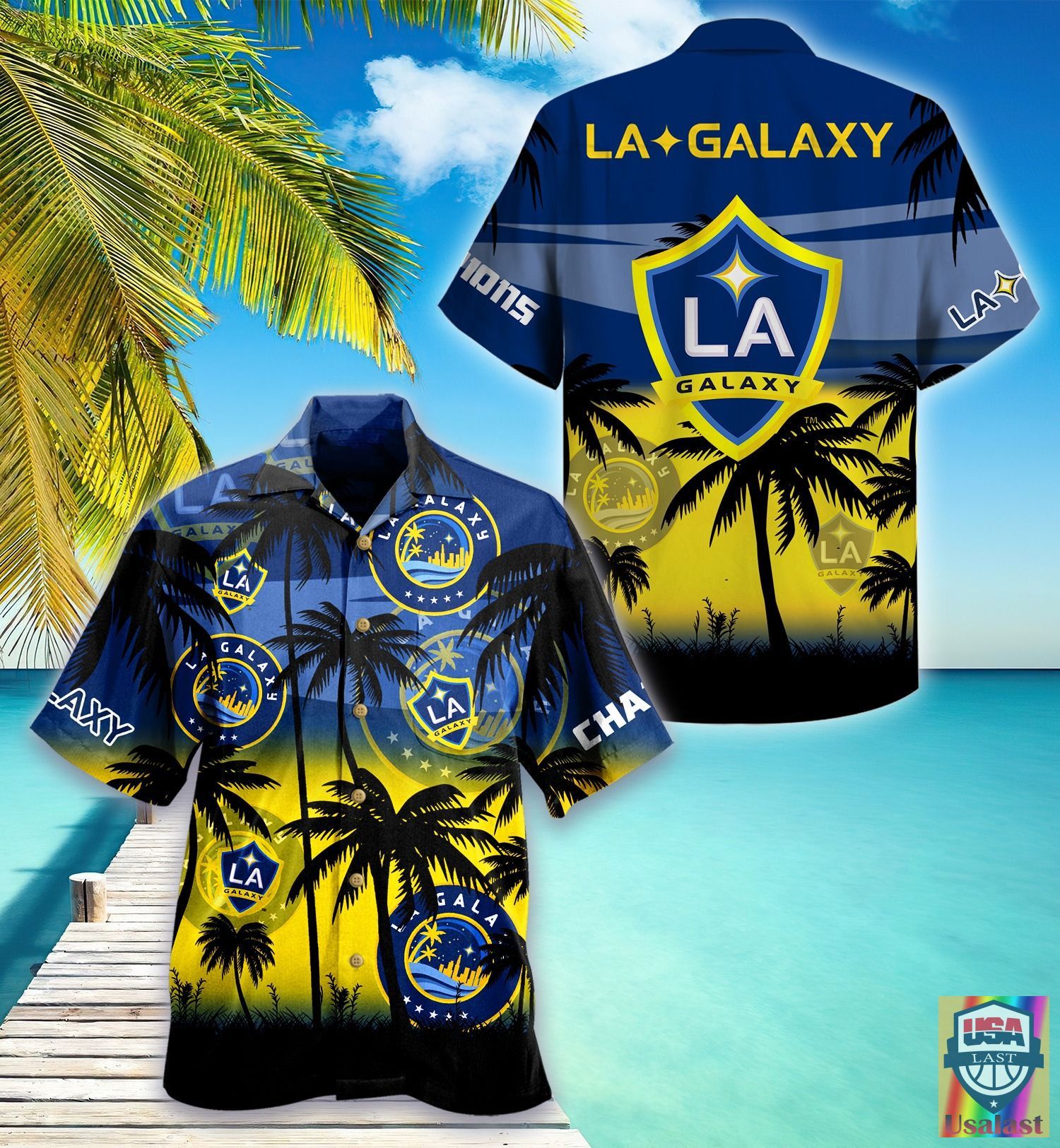 Mls La Galaxy Coconut Tree Beach Hawaiian Shirt